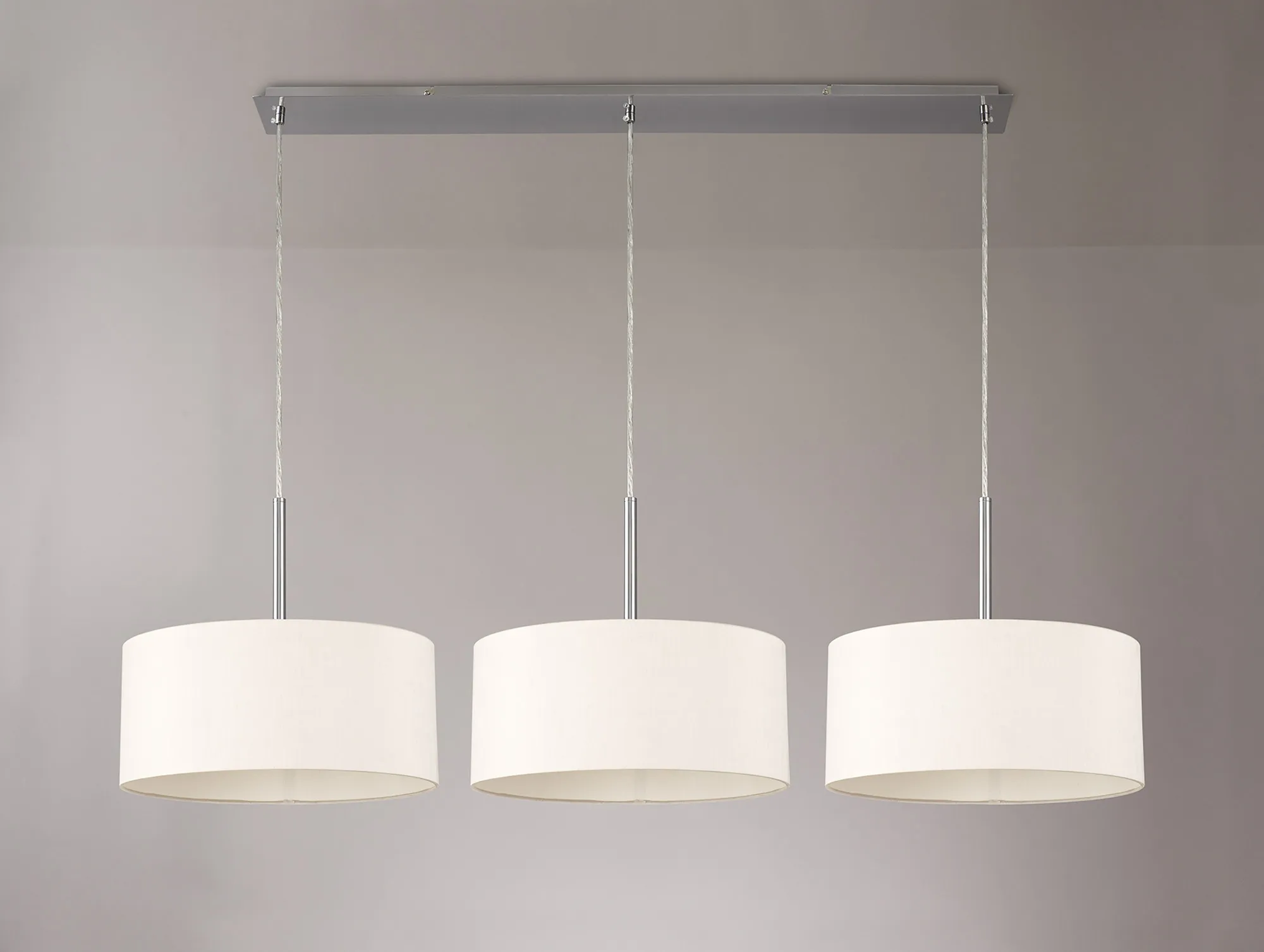 Baymont 40cm Shade 3 Light Pendant Satin Nickel, Nude Beige/Moonlight DK0594  Deco Baymont SN NU